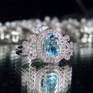 14kt Dipped Caribbean AquaMarine Oval ring